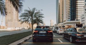 Dubai stop-and-go traffic car damage